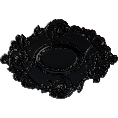 Ekena Millwork Kinsley Flowing Leaf Ceiling Medallion, Hand-Painted Jet Black, 30 3/8"W x 20 3/4"H x 1"P CM30KIBLF